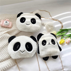 Panda Handbags Plush Animal Crossbody Bags Chains Shoulder Purse Women Phone Bag