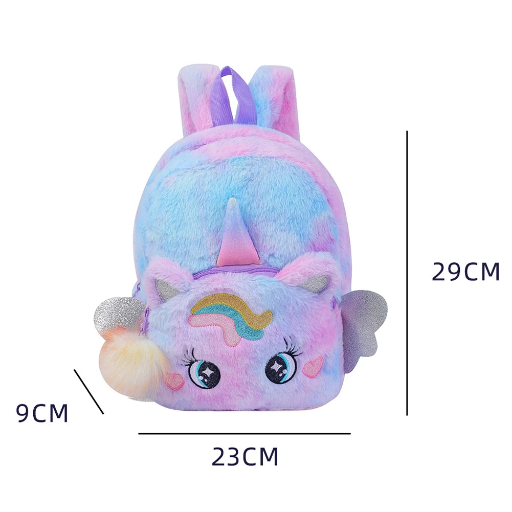 Pony Plush Backpack Travel Bag Girl School Bag Kindergarten