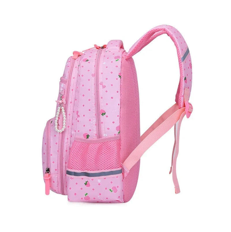 Cartoon Printing School Bags for Girls Grade 2-6 Orthopedic School Backpack Pink