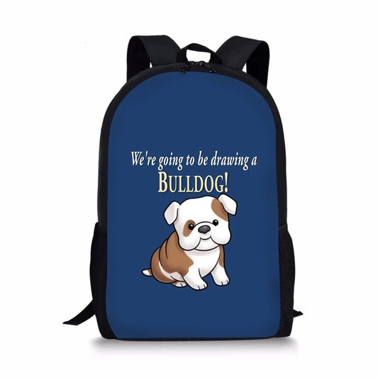 3D Cartoon Pug Dog School Backpack for Kids Boys Girls