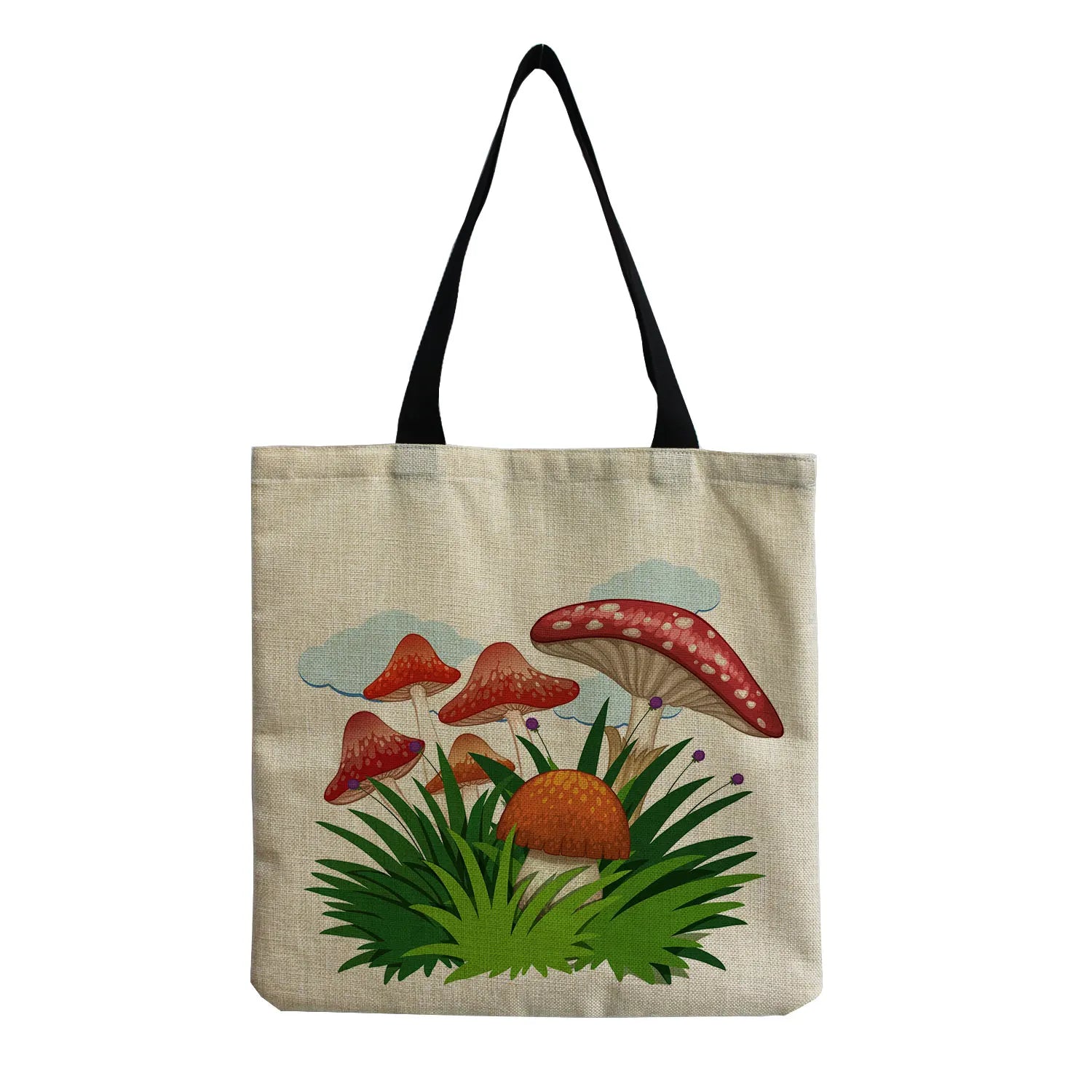 Mushroom Printed Storage Bag for Women - Large Capacity Shoulder Bag