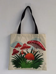 Mushroom Printed Storage Bag for Women - Large Capacity Shoulder Bag