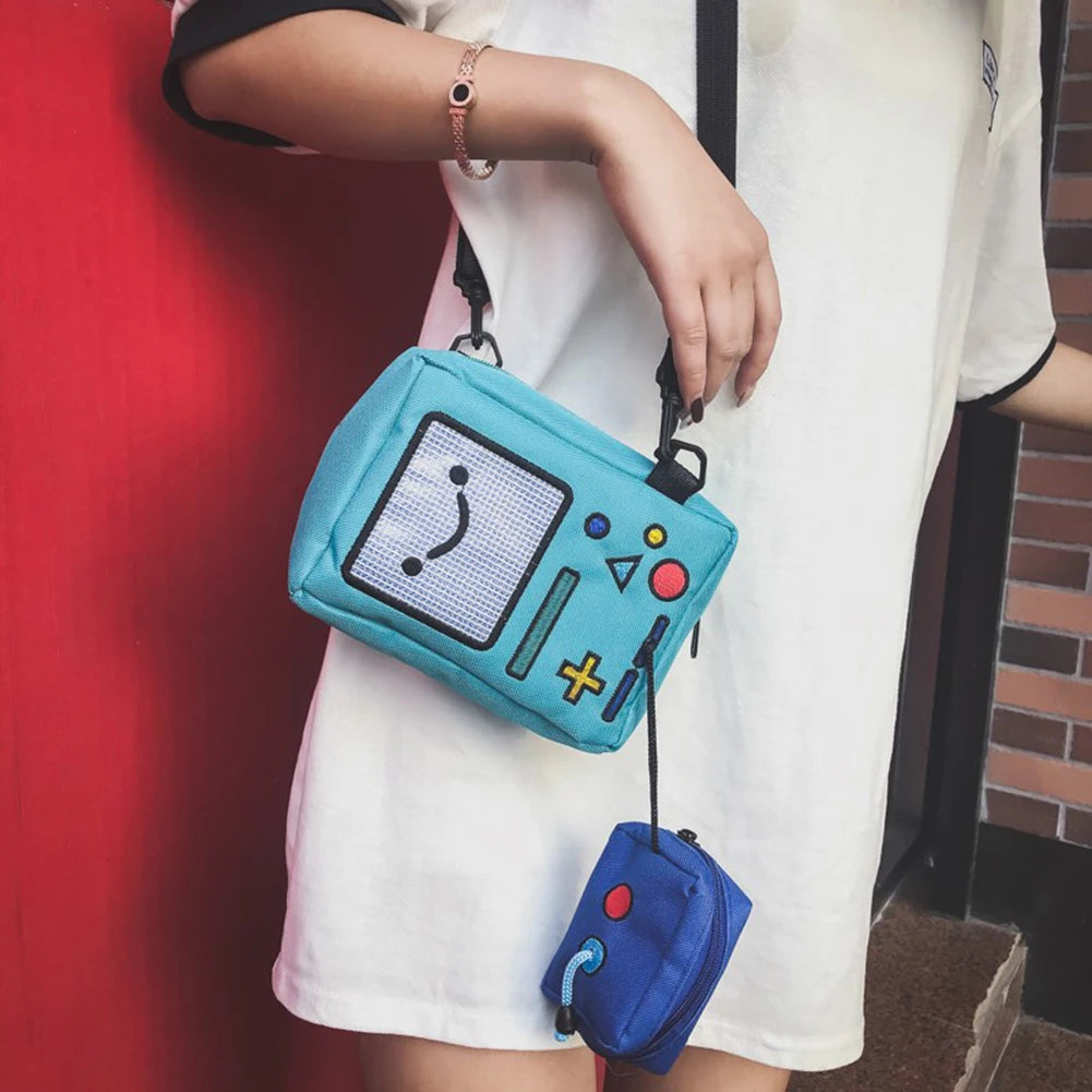 Robot Girls Shoulder Bag Canvas Crossbody Bag Handbag Chest Bag