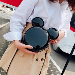 Cartoon Round Bag Handbag High PU Leather Mini Large Ear Round Bag Shoulder Mess