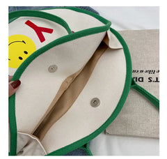 Cartoon Round Canvas Bag Large Capacity Handbags Shoulder Bag
