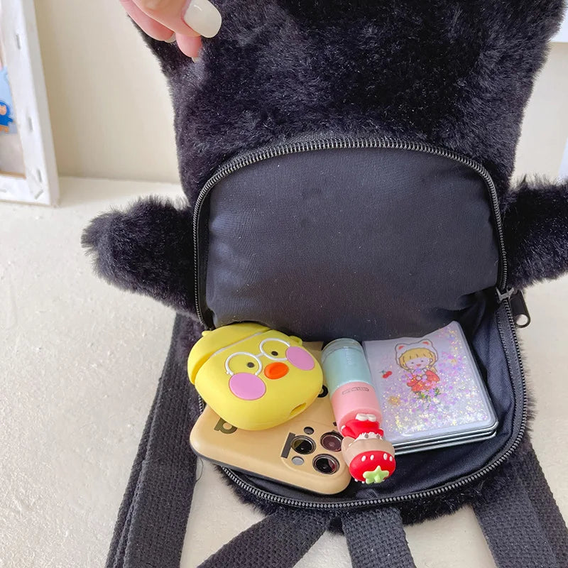 Skull Plush Backpack Gothic Bag Doll Backpack Furry Bag Skeleton Birthday Gift