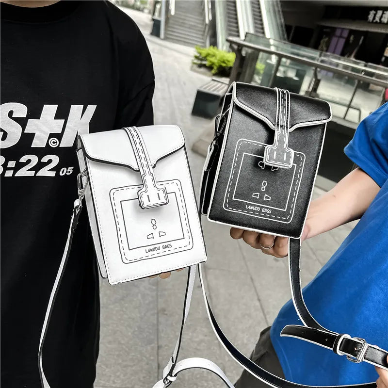 Cartoon Socket Print Crossbody Bags For Women High Pu Leather Shoulder Bag