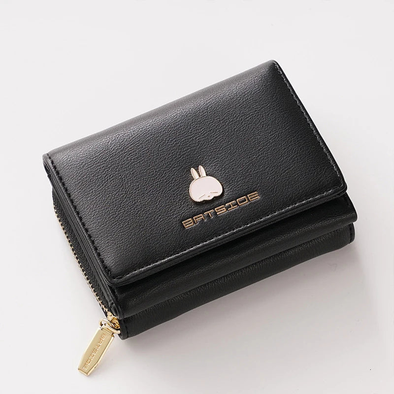 Cartoon Square Zipper Hasp PU Leather Purse Woman High Wallets