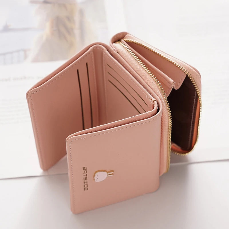 Cartoon Square Zipper Hasp PU Leather Purse Woman High Wallets