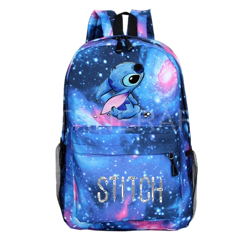 Stitch Backpack Kids School Bags Galaxy Space Women Men Casual Starry Night