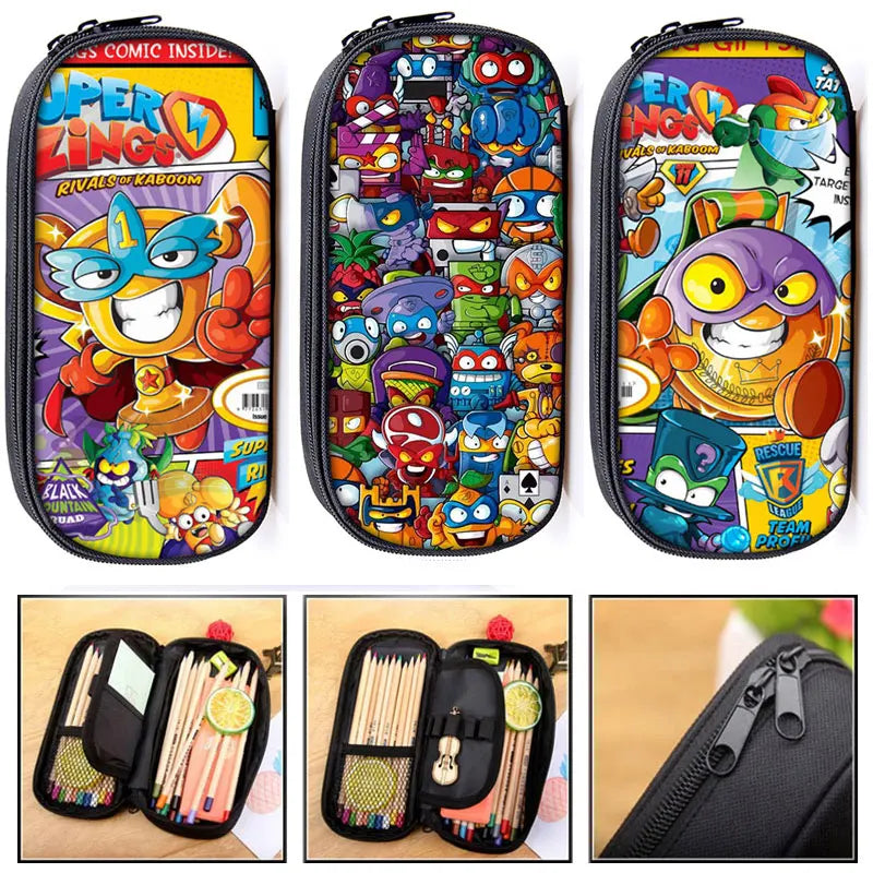 Cartoon Zings Kids Game Pencil Case Large Capacity Portable Waterproof Bag