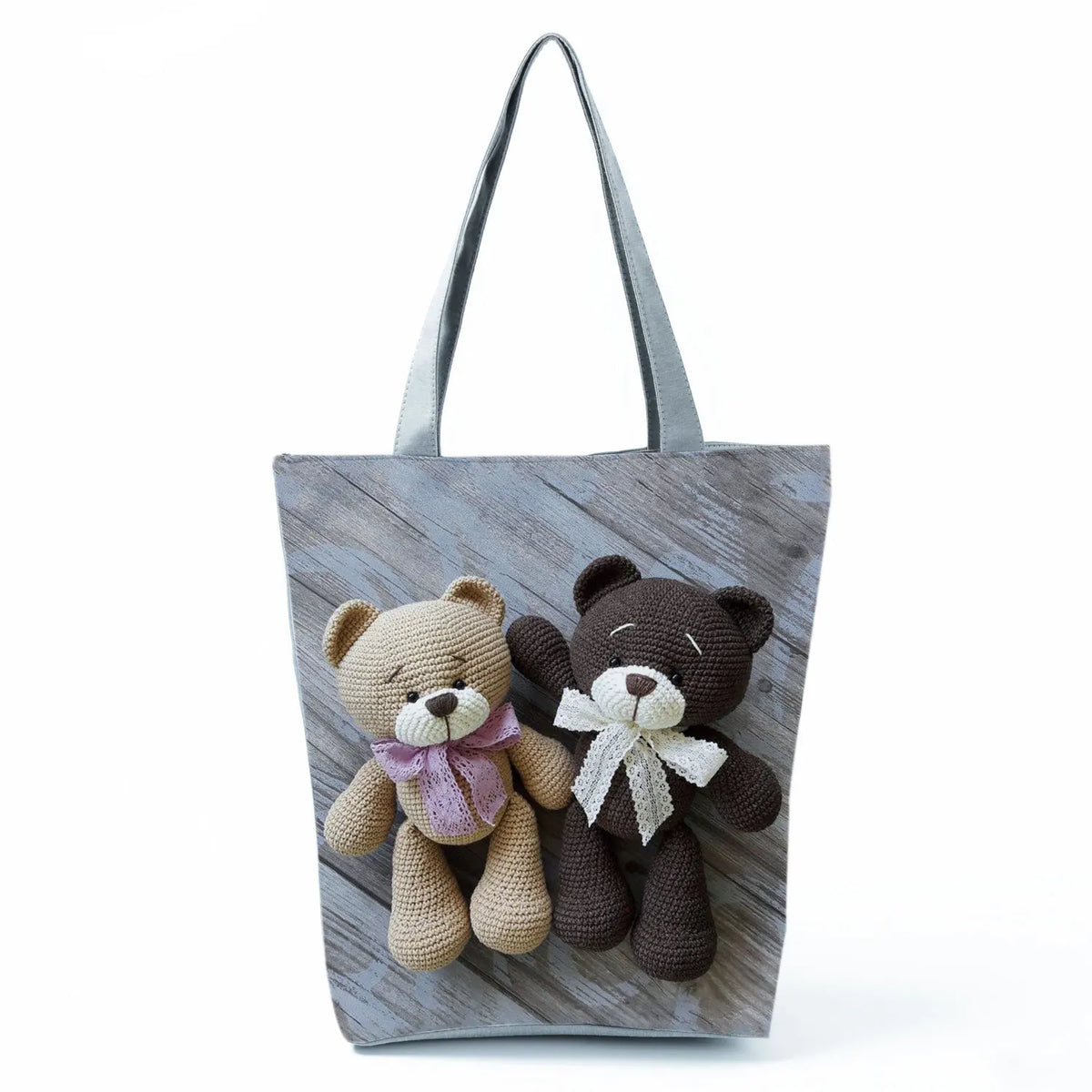 Teddy Bear Printed Handbags Eco Friendly Portable Storage Shopping Bag