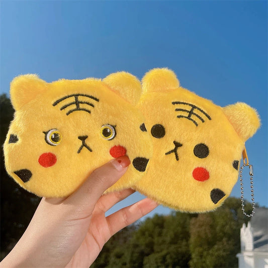 Tiger Coin Purse Plush Coin Purses Keychain Zip