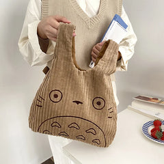 Totoro Embroidery Lamb Handbag for Women Girls