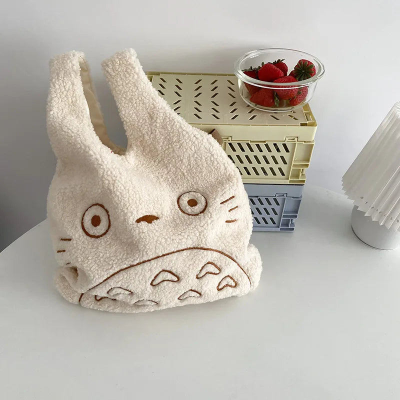 Totoro Embroidery Lamb Handbag for Women Girls