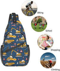 Cartoon Trucks And Cars Sling Bag Crossbody Shoulder Bags Travel Hiking Chest B