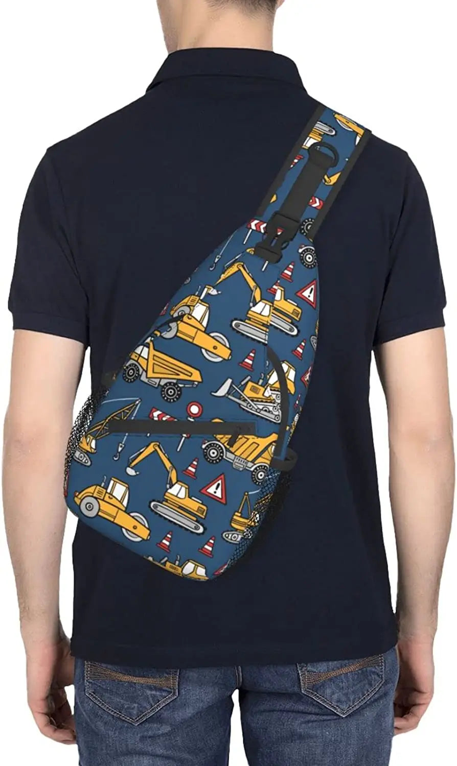 Cartoon Trucks And Cars Sling Bag Crossbody Shoulder Bags Travel Hiking Chest B