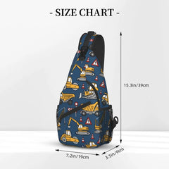 Cartoon Trucks And Cars Sling Bag Crossbody Shoulder Bags Travel Hiking Chest B