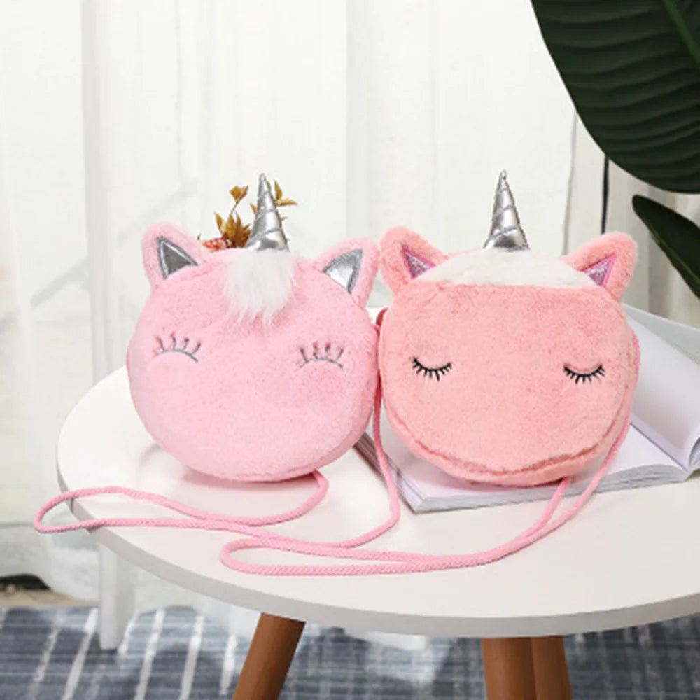 Cute Unicorn Shoulder Bag Women Corduroy Square Crossbody Purse