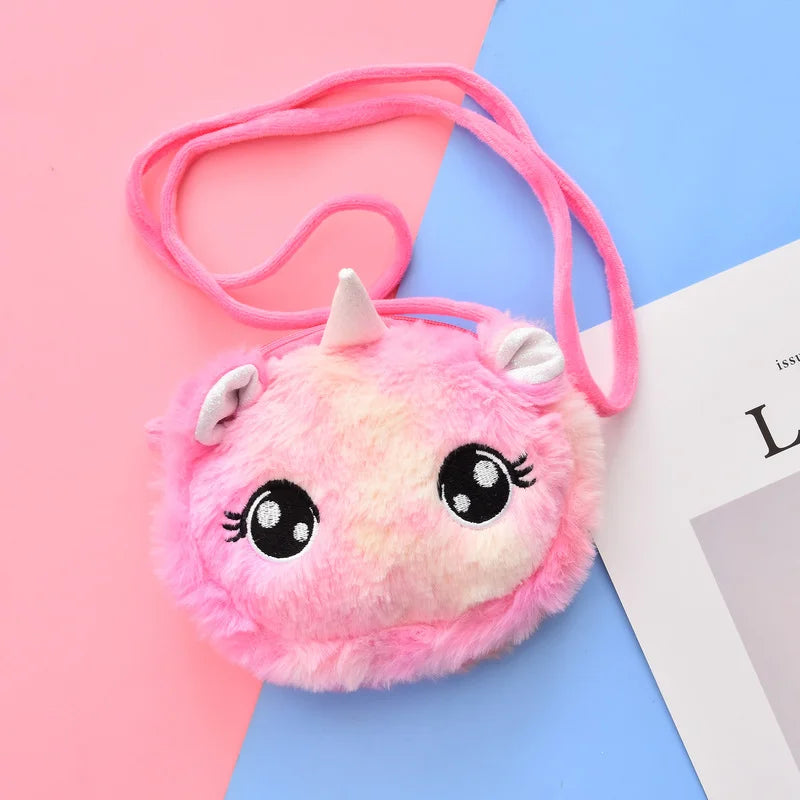 Corduroy Cartoon Unicorn Shoulder Bag for Women Girls