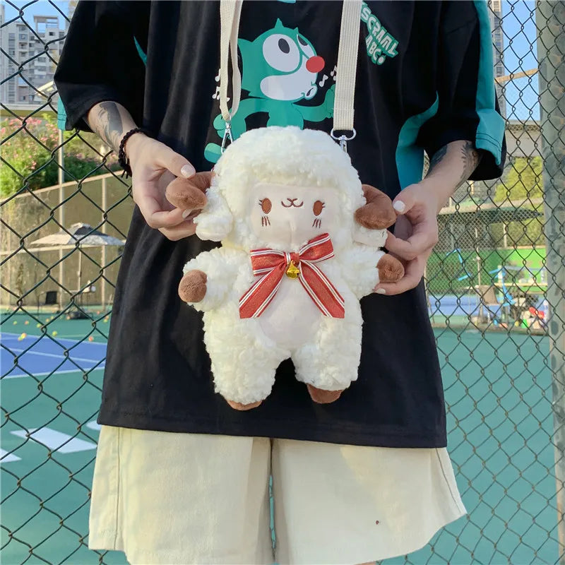 Sheep Doll Toy Bag Wool Velvet Girl Personality Shoulder Messenger Bags