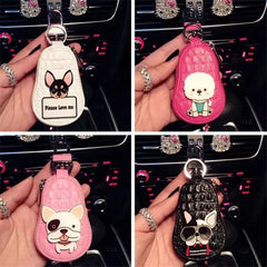 Cartoon Dog Key Bag Ladies Leather Key Pouch
