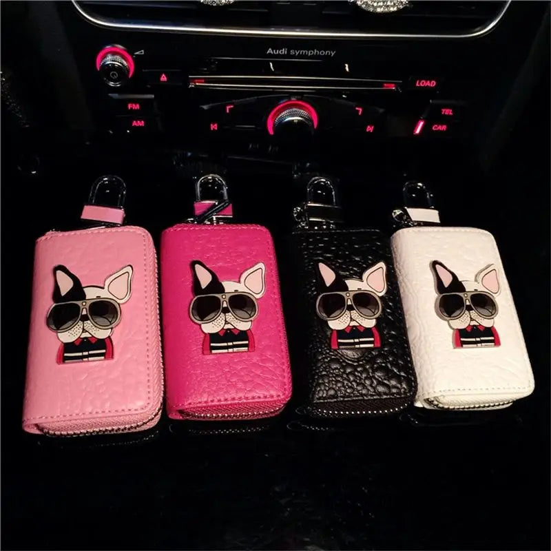 Cartoon Dog Key Bag Ladies Leather Key Pouch