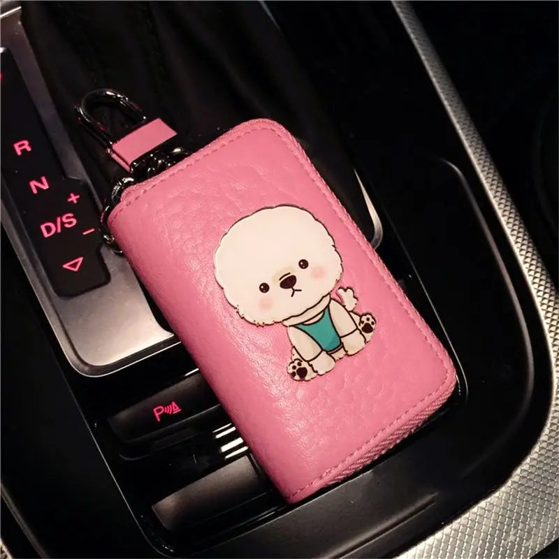 Cartoon Dog Key Bag Ladies Leather Key Pouch