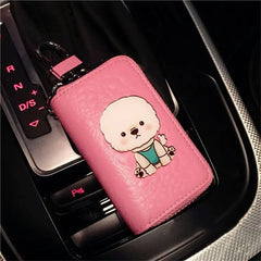 Cartoon Dog Key Bag Ladies Leather Key Pouch