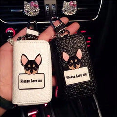 Cartoon Dog Key Bag Ladies Leather Key Pouch