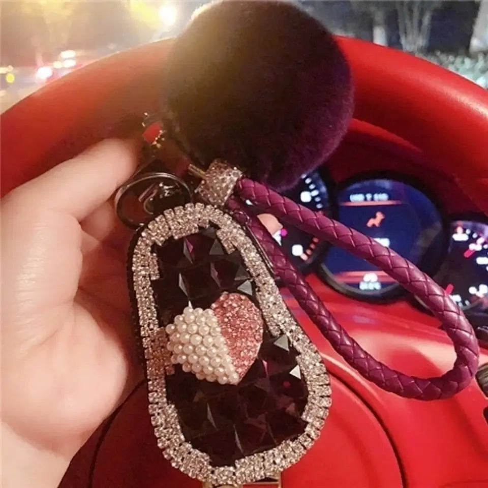 Cartoon Key Bag Car Protective Sleeve Diamond Key Shell Leather Men's Women's