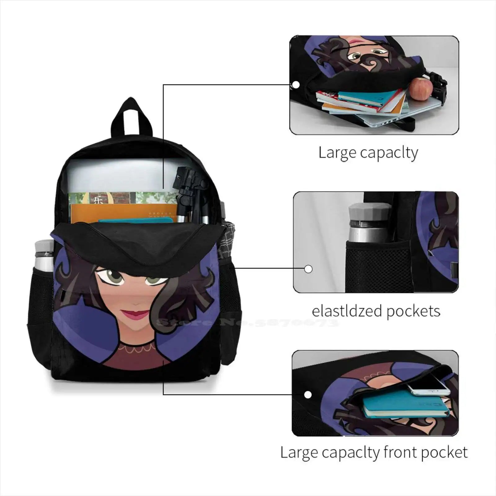 Cassandra 3D Print Backpack Casual Bag Tangled The Series Tangled