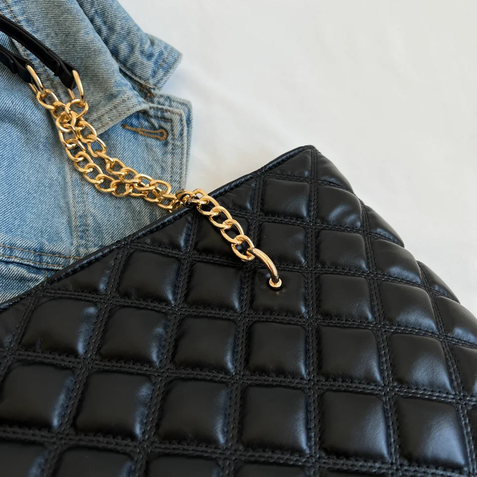 Classic Diamond Lattice Shoulder Bags for Women Solid Large Capacity Totes