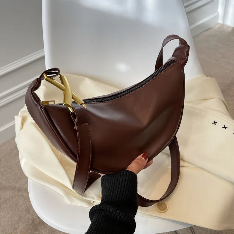 Casual Women Shoulder Bags Female Crossbody Bags Retro Pu Leather Underarm Bags