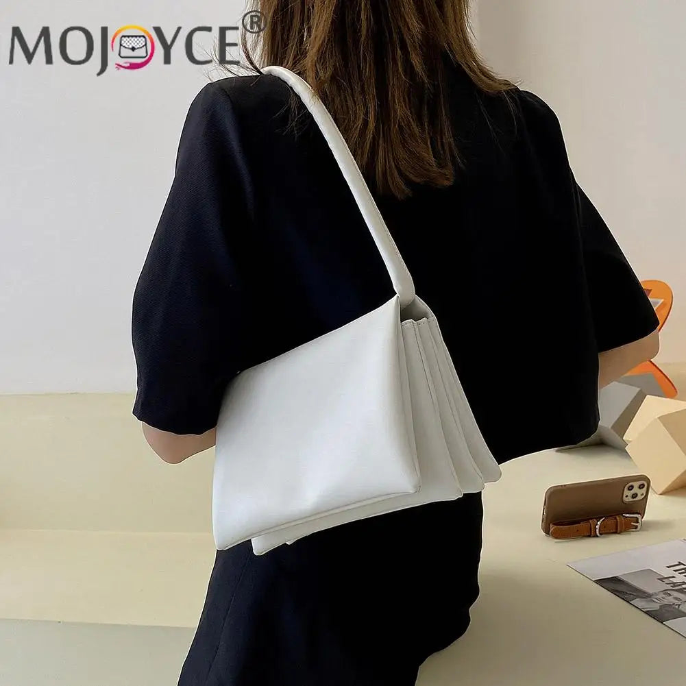 Solid Street Travel Zipper Small Handbag Soft PU Leather Underarm Bag