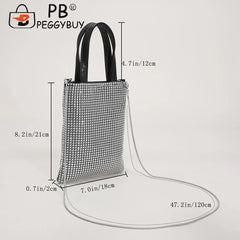 Rhinestone Pattern Chain Shoulder Crossbody Bag