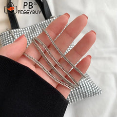 Rhinestone Pattern Chain Shoulder Crossbody Bag