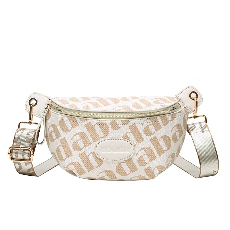 Women's Letter Pattern Chest Bag Pu Leather Fanny Pack
