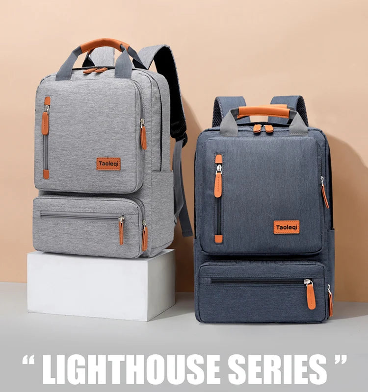 Waterproof Laptop Backpack Light 15in Bag Anti-theft Travel Gray