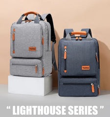 Waterproof Laptop Backpack Light 15in Bag Anti-theft Travel Gray