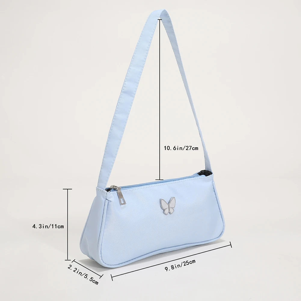 Butterfly Print Shoulder Bag Small Purse Top Handle Totes Handbag