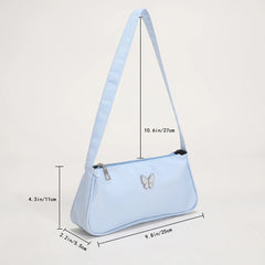 Butterfly Print Shoulder Bag Small Purse Top Handle Totes Handbag