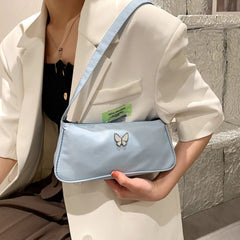Butterfly Print Shoulder Bag Small Purse Top Handle Totes Handbag