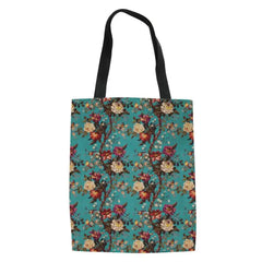 Canvas Beach Bag Rose Flower Print Shoulder Handbag Travel Tote Grocery Bag