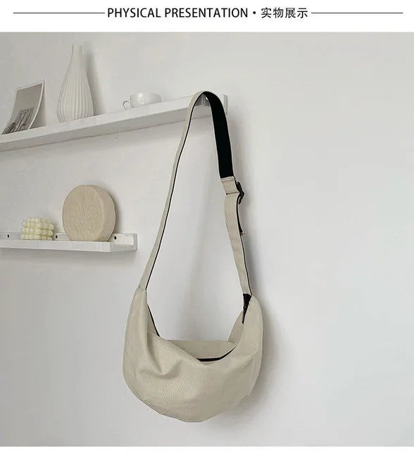 Canvas Hobos Crossbody Bags for Women Large Capacity Tote Lady Messenger Bag