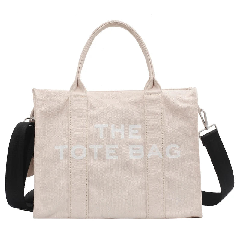 Casual Canvas Letters Shoulder Crossbody Bag Large Capacity Tote Women Handbag