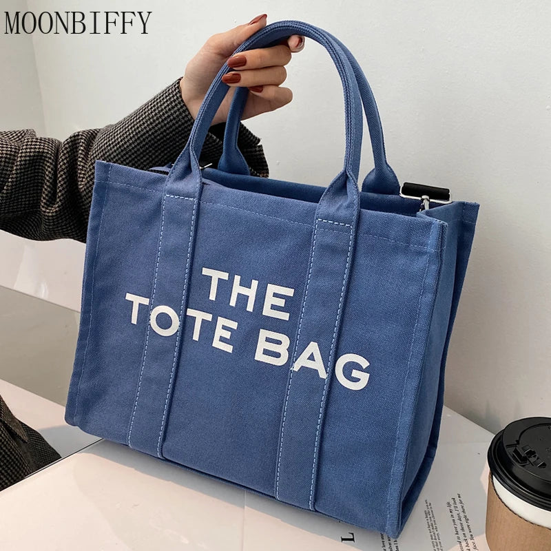 Casual Canvas Letters Shoulder Crossbody Bag Large Capacity Tote Women Handbag