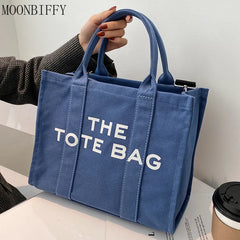 Casual Canvas Letters Shoulder Crossbody Bag Large Capacity Tote Women Handbag