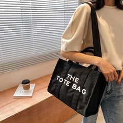 Casual Canvas Letters Shoulder Crossbody Bag Large Capacity Tote Women Handbag