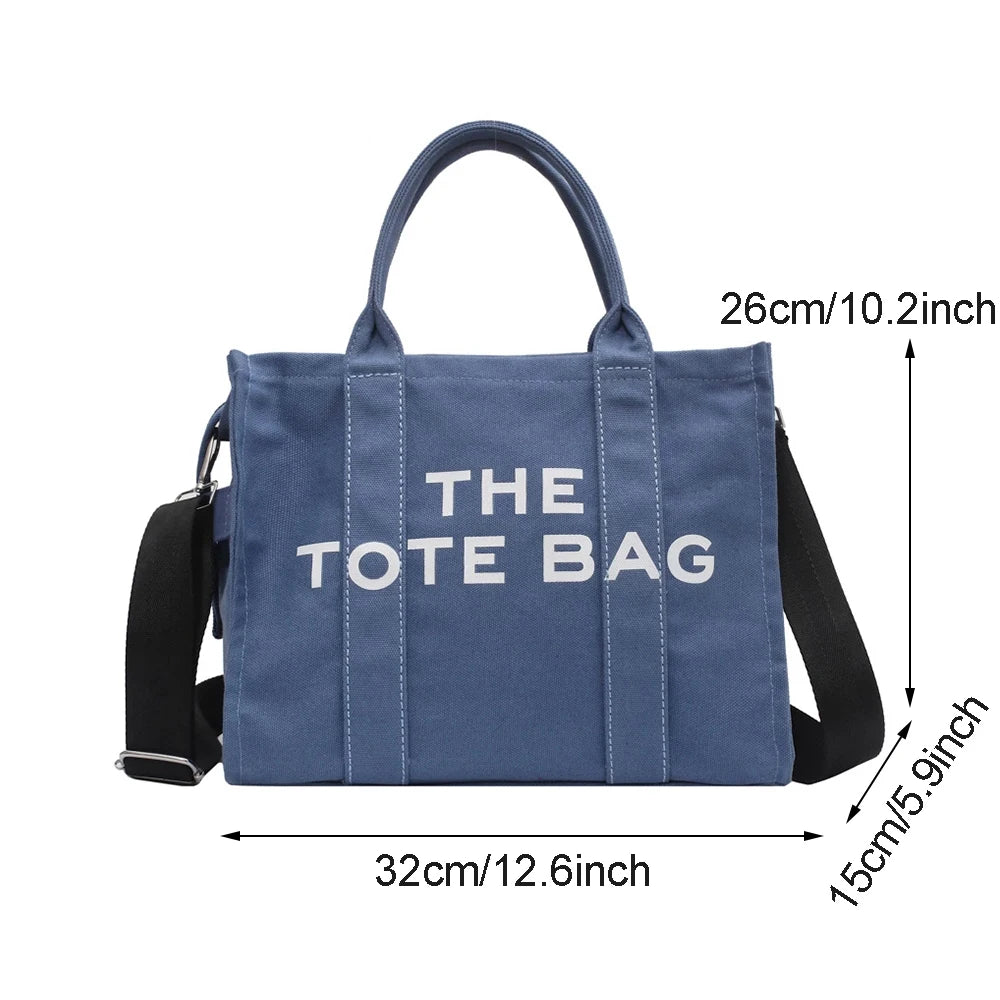 Casual Canvas Letters Shoulder Crossbody Bag Large Capacity Tote Women Handbag